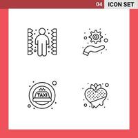 Pictogram Set of 4 Simple Filledline Flat Colors of challenge taxi task support fruit Editable Vector Design Elements