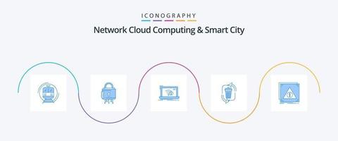 Network Cloud Computing And Smart City Blue 5 Icon Pack Including disposal. internet. protection. lost. error vector