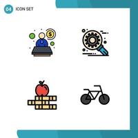 4 Thematic Vector Filledline Flat Colors and Editable Symbols of account education customize setting vehicles Editable Vector Design Elements