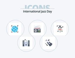 día internacional del jazz paquete de iconos planos 5 diseño de iconos. . multimedia. multimedia. música. audio vector