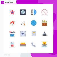 Group of 16 Flat Colors Signs and Symbols for hot friday global stop cancel Editable Pack of Creative Vector Design Elements