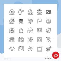 Set of 25 Commercial Lines pack for storage outline person memory easter Editable Vector Design Elements