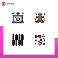 paquete de iconos de vector de stock de 4 signos y símbolos de línea para audio en línea vacaciones de navidad corazón elementos de diseño de vector editables