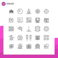 Set of 25 Modern UI Icons Symbols Signs for ui essential christmas basic cell Editable Vector Design Elements