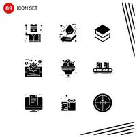 Modern Set of 9 Solid Glyphs and symbols such as food cafe stratis online evaluation analytics Editable Vector Design Elements