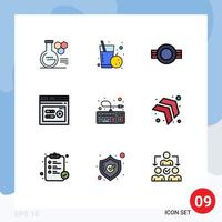 9 User Interface Filledline Flat Color Pack of modern Signs and Symbols of computer seo grade performance rank Editable Vector Design Elements