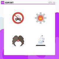 Pack of 4 Modern Flat Icons Signs and Symbols for Web Print Media such as car moustache off setting movember Editable Vector Design Elements