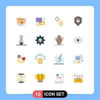 16 Universal Flat Colors Set for Web and Mobile Applications led web security finger shield internet Editable Pack of Creative Vector Design Elements