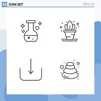 Mobile Interface Line Set of 4 Pictograms of tube ui test shelf massage Editable Vector Design Elements