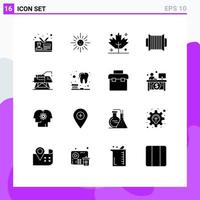 16 User Interface Solid Glyph Pack of modern Signs and Symbols of engineering music spring instrument accordion Editable Vector Design Elements