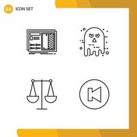 Set of 4 Modern UI Icons Symbols Signs for blueprint scary plan face business Editable Vector Design Elements