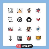 Universal Icon Symbols Group of 16 Modern Flat Color Filled Lines of development coding plug down eject Editable Creative Vector Design Elements