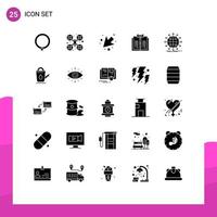 Set of 25 Vector Solid Glyphs on Grid for network records arrow law copyright Editable Vector Design Elements