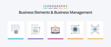 Business Elements And Business Managment Flat 5 Icon Pack Including management. business. paper. solution. idea. Creative Icons Design vector