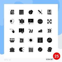 Set of 25 Commercial Solid Glyphs pack for mask competition chart statistics graph Editable Vector Design Elements