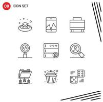 9 Thematic Vector Outlines and Editable Symbols of server control suitcase search development Editable Vector Design Elements