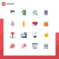 Modern Set of 16 Flat Colors Pictograph of compass mobile application receiving sms mobile sweets Editable Pack of Creative Vector Design Elements