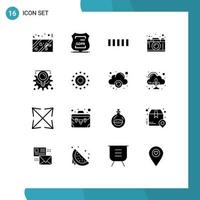 Set of 16 Modern UI Icons Symbols Signs for idea thinking connection graphic creativity Editable Vector Design Elements