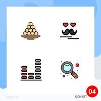 4 Filledline Flat Color concept for Websites Mobile and Apps bowl fathers indian treat audio Editable Vector Design Elements