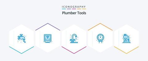 Plumber 25 Blue icon pack including mechanical. plumbing. bathroom. plumber. gauge vector