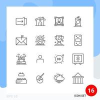 Stock Vector Icon Pack of 16 Line Signs and Symbols for email communication user id usa cola Editable Vector Design Elements