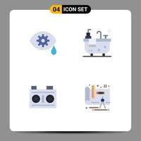 4 iconos planos universales establecidos para aplicaciones web y móviles corrección de fotografía diseño de cámara de baño elementos de diseño vectorial editables vector