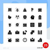 25 Solid Glyph concept for Websites Mobile and Apps mail tiny cake small accuracy Editable Vector Design Elements