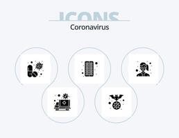 Coronavirus Glyph Icon Pack 5 Icon Design. medical. antivirus. flu. pill. capsule vector