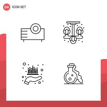 4 Universal Filledline Flat Colors Set for Web and Mobile Applications devices asset projector living management Editable Vector Design Elements