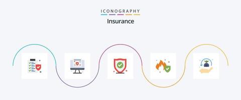 paquete de iconos de 5 planos de seguros que incluye. planta. proteccion. seguridad. Servicio vector