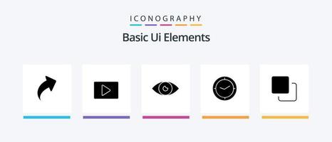 Basic Ui Elements Glyph 5 Icon Pack Including four. timer. app. time. mobile. Creative Icons Design vector