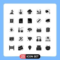 conjunto moderno de 25 glifos y símbolos sólidos, como monedas, inversión, objetivo, presupuesto, nube, editable, vector, diseño, elementos vector