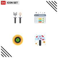 Pack of 4 Modern Flat Icons Signs and Symbols for Web Print Media such as garden spring shovel optimize sunflower Editable Vector Design Elements