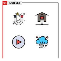 Set of 4 Modern UI Icons Symbols Signs for dollar circle magnetic kit journalist Editable Vector Design Elements