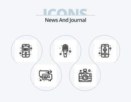 paquete de iconos de línea de noticias 5 diseño de iconos. televisión. globo. Noticias. global. prensa vector