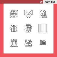 9 Thematic Vector Outlines and Editable Symbols of taxi app globe play fun Editable Vector Design Elements