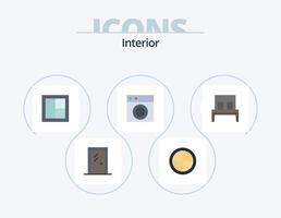 paquete de iconos planos interiores 5 diseño de iconos. Lavado. interior. marco. mueble. de madera vector