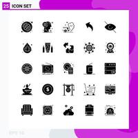 Solid Glyph Pack of 25 Universal Symbols of arrows left idea arrow pollution Editable Vector Design Elements