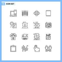 Universal Icon Symbols Group of 16 Modern Outlines of beach sets gluten instagram science Editable Vector Design Elements