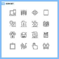 Universal Icon Symbols Group of 16 Modern Outlines of beach sets gluten instagram science Editable Vector Design Elements