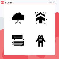 Modern Set of 4 Solid Glyphs and symbols such as cloud chat hosting arrows message Editable Vector Design Elements