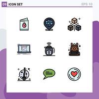 Set of 9 Modern UI Icons Symbols Signs for ok checklist coding monitoring programing Editable Vector Design Elements