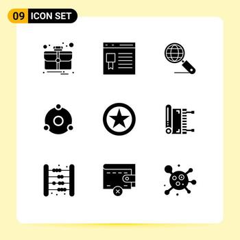 9 Universal Solid Glyphs Set for Web and Mobile Applications insignia crypto currency globe crypto ion Editable Vector Design Elements