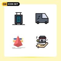 Set of 4 Modern UI Icons Symbols Signs for bag business van designer shop Editable Vector Design Elements