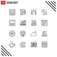 16 Creative Icons Modern Signs and Symbols of coding sign headphone public call Editable Vector Design Elements