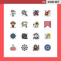 Universal Icon Symbols Group of 16 Modern Flat Color Filled Lines of copyright whistle donation sports alarm Editable Creative Vector Design Elements