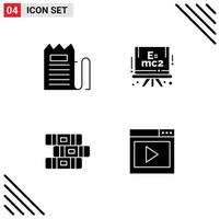 Pack of 4 creative Solid Glyphs of checkout notebook payment formula interface Editable Vector Design Elements