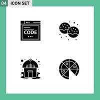 User Interface Solid Glyph Pack of modern Signs and Symbols of browser hut coding donut yurt Editable Vector Design Elements