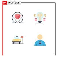 4 Flat Icon concept for Websites Mobile and Apps box car deliver content hotel Editable Vector Design Elements