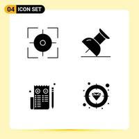 Stock Vector Icon Pack of 4 Line Signs and Symbols for aim web target browser finance Editable Vector Design Elements